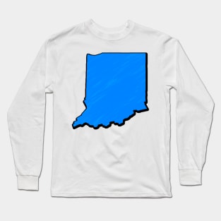 Bright Blue Indiana Outline Long Sleeve T-Shirt
